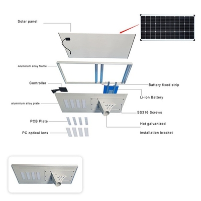 Mono Solar Panel Solar LED Street Light With Ra>80 150lm/W Luminous Flux